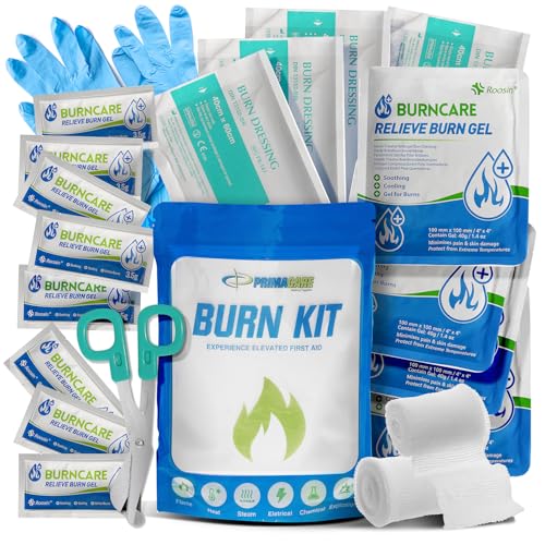 PrimaCare WB-7707 Emergency First Aid Burn Kit with Burn Gel, 22 Piece Set