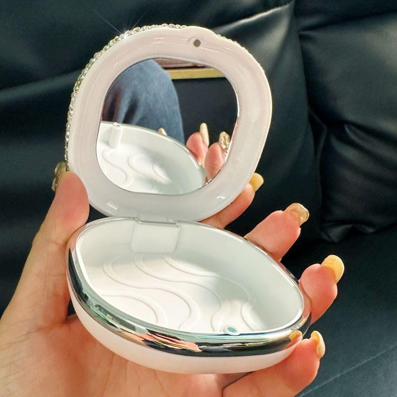 Retainer Case, Mouth Guard Case with Mirror Compatible with Invisalign, Night Guard Box Orthodontic Retainer Box Magnetic Denture Holder (White) White