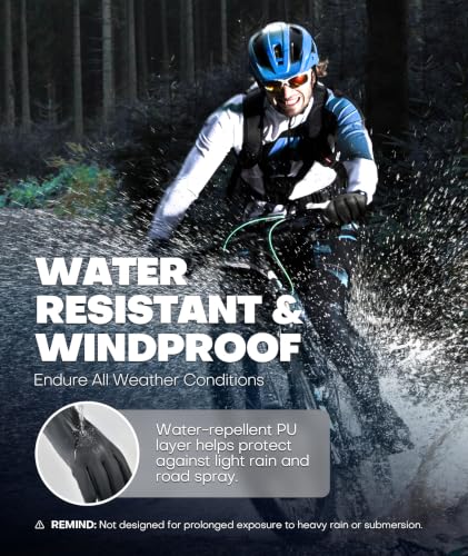 Winter Gloves Men Women Made with 3M Thinsulate, Lightweight Thermal Warm Gloves for Cold Weather with Touch Screen Fingers, Water Resistant Running Gloves for Cycling, Hiking, Driving Black Medium