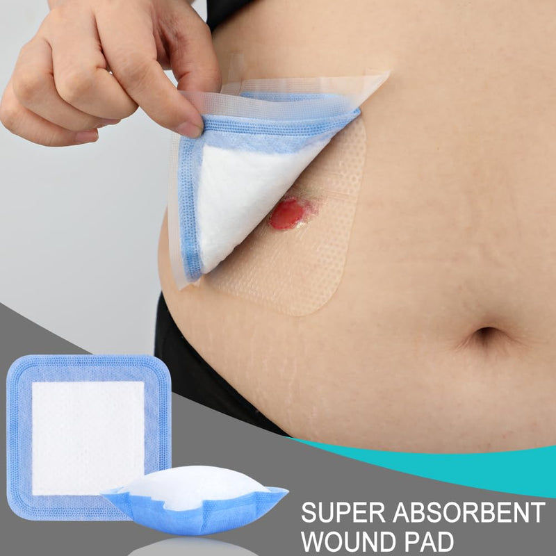Super Absorbent Dressing Pad for Heavy Exuding Draining Wound Pressure Sore Foot Ulcers Venous Ulcer Leg Cut Skinned Fast Healing Wounds Care 4"x4" (Pack of 10) 4x4 Inch (Pack of 10)