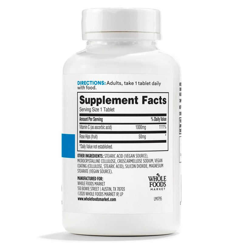 365 by Whole Foods Market, High Potency Vitamin C with Rose Hips, Vegan, 100 Tablets