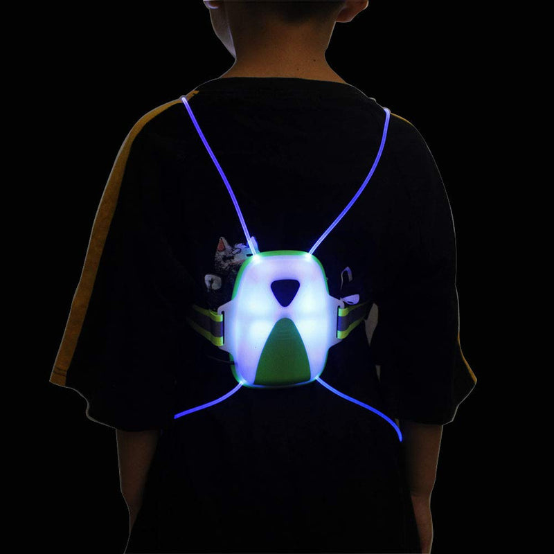 LED Running Vest Light Rechargeable Reflective Safety Ultralight Bright Chest Lamp Adjustable Visibility Lightweight Rainproof Multicolored Fiber Optics for Women Men Kids Jogging Biking Riding