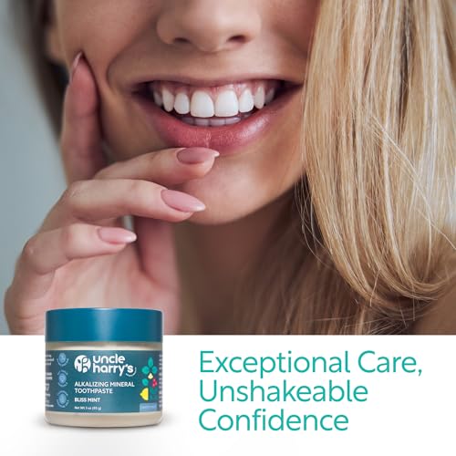 Uncle Harry’s Natural Products Bliss Mint Toothpaste 2 Pack (3 oz) – Alkalizing Mineral Tooth Powder, Fluoride-Free Natural Oral Care, Fresh Breath, Supports Healthy Teeth & Gums, Herbal Formula