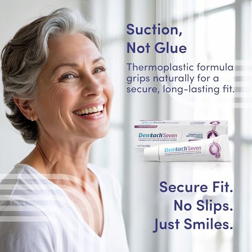 Denttach Seven Denture Adhesive, Thermoplastic Denture Cushion and Reliner, Upper and Lower Denture Comfort for Up to 7 Days, Zero Glue, Zinc Free (2) 2