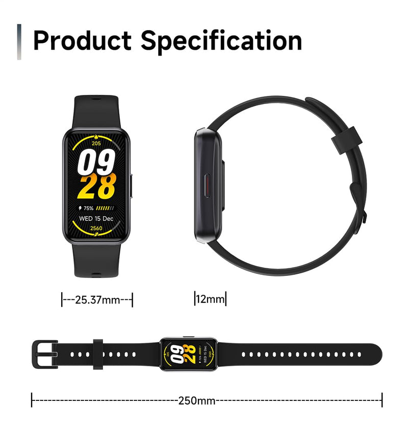 Fitness Trackers,Blood Oxygen Heart Rate Sleep Monitor,1.47‘’ OLED Display,Smart Band 24/7 Health Monitoring,Calorie Pedometer Steps Counter Activity watchs/Notifications(Black) Black