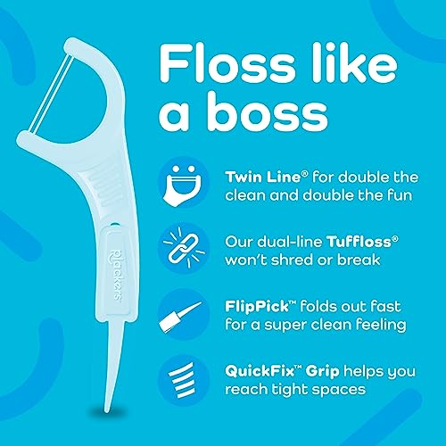 Plackers Dental Flossers Twin-Line 600 Count (Pack of 4) and Micro Mint Floss Picks 12 Count Travel Case Bundle