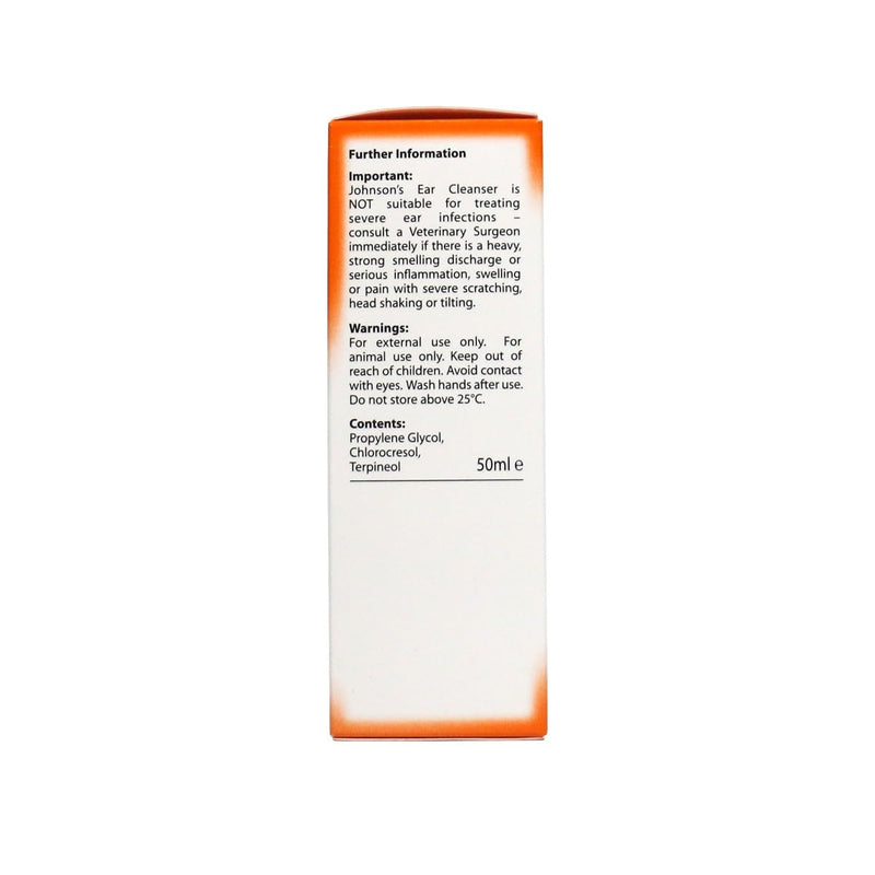 Johnson's Ear Cleanser for Dogs and Cats - Antibacterial, Wax Removal and Ear Hygiene - 50ml