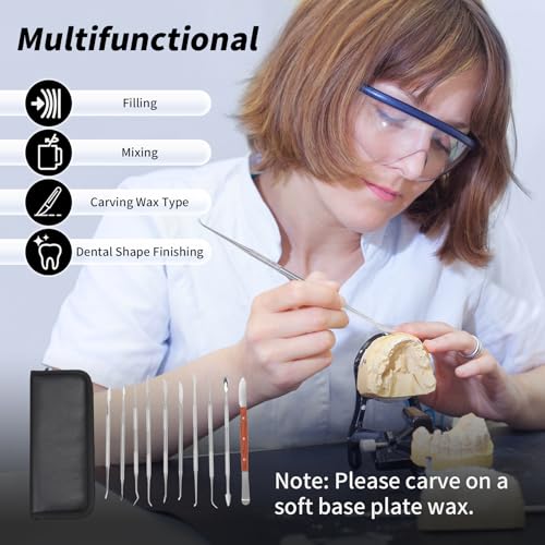 10 PCS Wax Carving Tools Dental Waxing Instruments with Case, Stainless Steel Wax Carvers Set - Metal Clay Sculpting Pottery Sculpture Tools - Double Ended DIY Waxing Modeling Kits