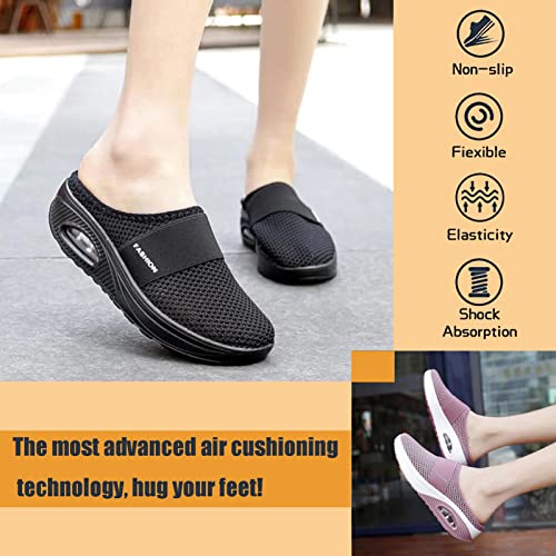 Diabetic Shoes for Women,Orthopedic Slip-On Walking Shoes with Air Cushion 7 Black