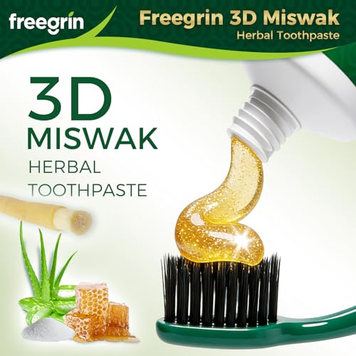 6 Pack Organic Miswak Herbal Whitening Toothpaste | Gums & Refreshing-with Miswak & AloeVera Leaf & Propolis Extract,Xylitol- 100% Fluoride Free & Vegetable Base | 3.52OZ 6 Count (Pack of 1)