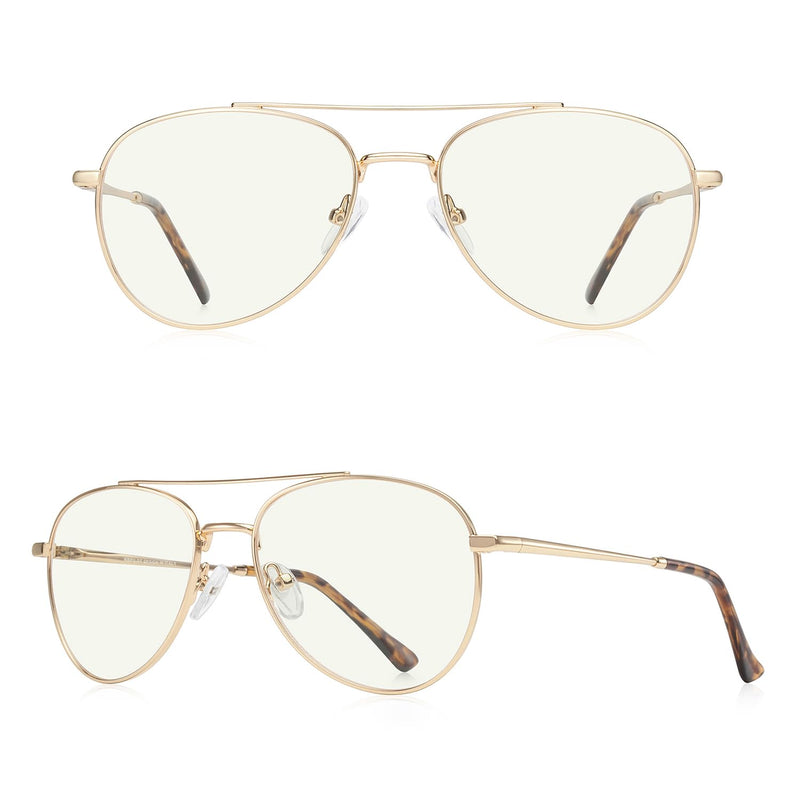 Aviator Reading Glasses for men and Women Blue Light Blocking Lens Spring Temple Gold 54 Millimeters 1.5 x - BeesActive Australia