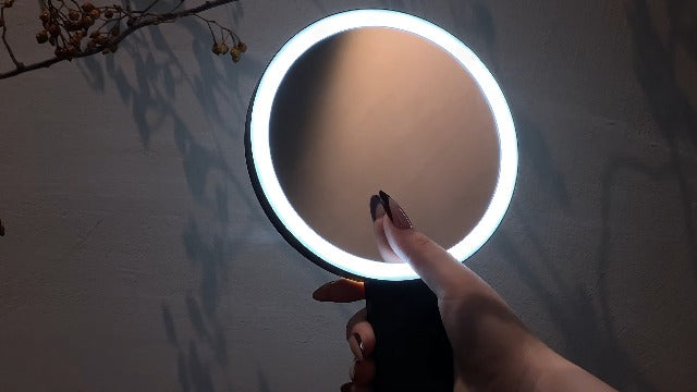 40X/1X Double-Sided Travel Magnifying Mirror with Light for Detailed Makeup Black-40x