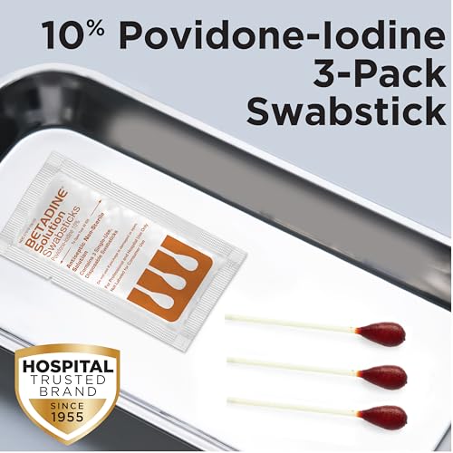 Betadine 10% Povidone-Iodine Swabsticks - 75 Single Use Sticks, Topical Antiseptic Brown Solution Swabstick 3ct (Box of 25) 75 Count (Pack of 1)
