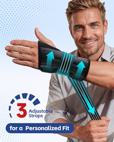 FEATOL Lightweight 60g Wrist Brace for Carpal Tunnel, Day Support Women Men Left Hand Black Medium