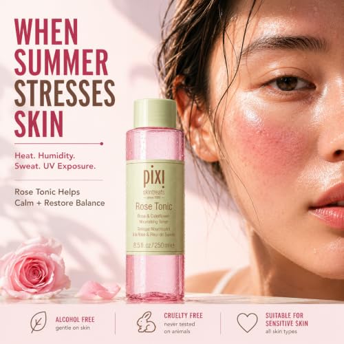 Pixi Rose Tonic Rose Hydrosol Toner Hydrates Skin, Minimize Redness, Rehydrates and Replenishes, 100mL/ 3.4 fl oz 3.4 Fl Oz (Pack of 1)