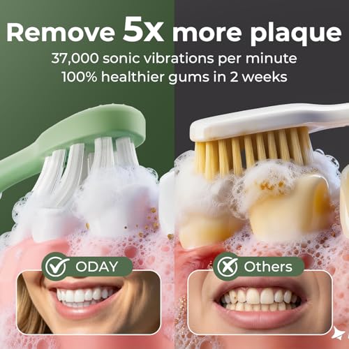 Oday Sonic Electric Toothbrush for Adults with Wall Mounted UV Cleaner Green Toothbrush Set