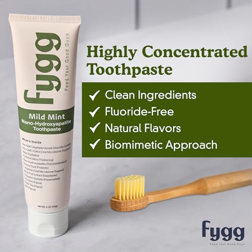 Fygg 2-Pack Fluoride-Free Toothpaste (Mild Mint + Vanilla) – Advanced Nano-Hydroxyapatite Formula for Sensitive Teeth, Whitening, and Remineralization (4oz Each)
