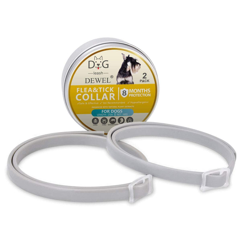 DEWEL tick collar for dogs - 8 months protection - 63.5 cm adjustable for all sizes - waterproof dog flea collar, flea protection collar for dogs (2 units) - BeesActive Australia