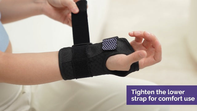 FEATOL Wrist Brace with Ergonomic Wrist Splint Right Hand, Breathable Hand Support for Women and Men, Pain Relief for Carpal Tunnel, Tendonitis & Daily Work, Medium Black Purple