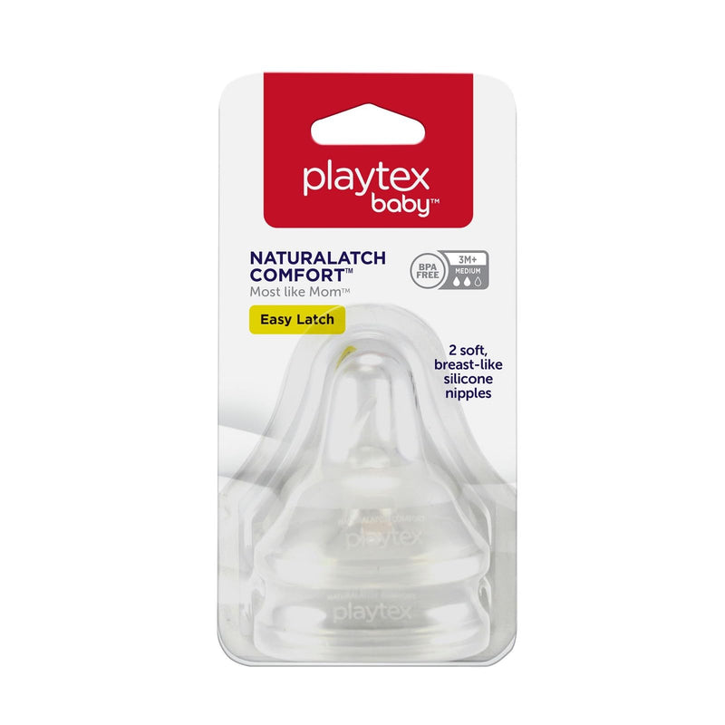Playtex Baby NATURALATCH Comfort Wide Neck Nipples for Babies 0+ Months, Slow Flow (2 Count), Feeding Essentials for Newborn and Breastfeeding Babies - BeesActive Australia
