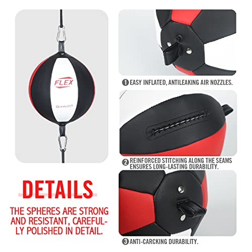 Flex Double End Punching Bag - Bungee Cords w/Special Flex Adjustable System - Durable Bladder Speed Bag - Boxing Training Equipment for Adults - Home Gym Accessories Round - BeesActive Australia