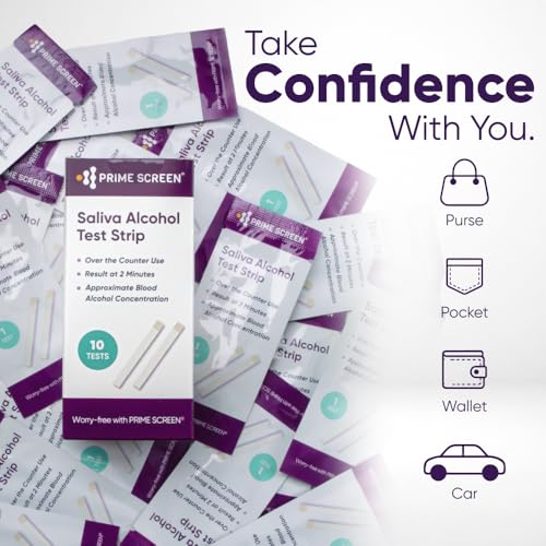 Prime Screen Saliva Alcohol Test Strip, High Accurate Home Test, Result in 2 Minutes - 10 Tests