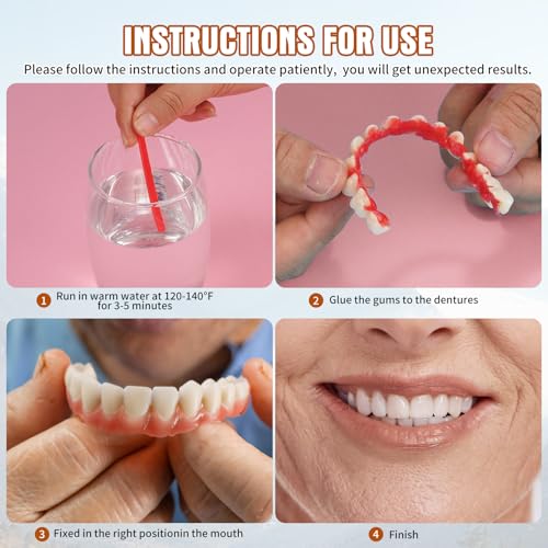 DIY Denture kit Convenient and Easy DIY dentures kit at Home Complete Make Your own dentures Kits for top and Bottom of Temporary Repair Missing Teeth red 01