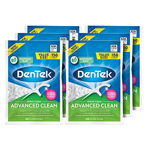 DenTek Triple Clean Advanced Clean Floss Picks, No Break & No Shred Floss, 150 Count, 6 Pack & Kids Fun Flossers, Wild Fruit, 90 Count