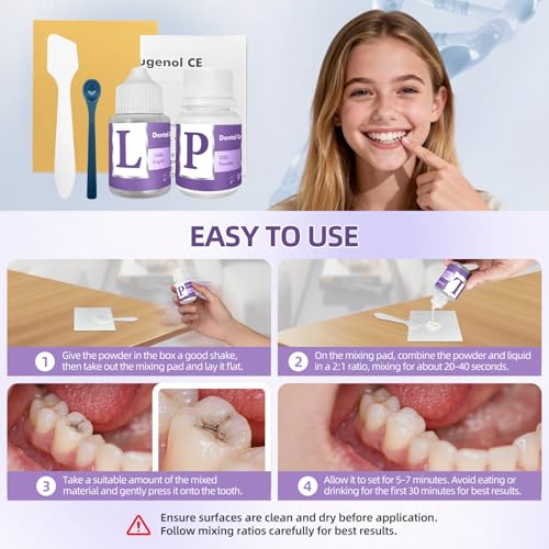 Tooth Repair Kit, Zinc Oxide Eugenol Cement for Cavities Filling, Dental Care Kit for Broken, Chipped or Missing Teeth, Temporary and Permanent Tooth Filling and Crown Fixing at Home