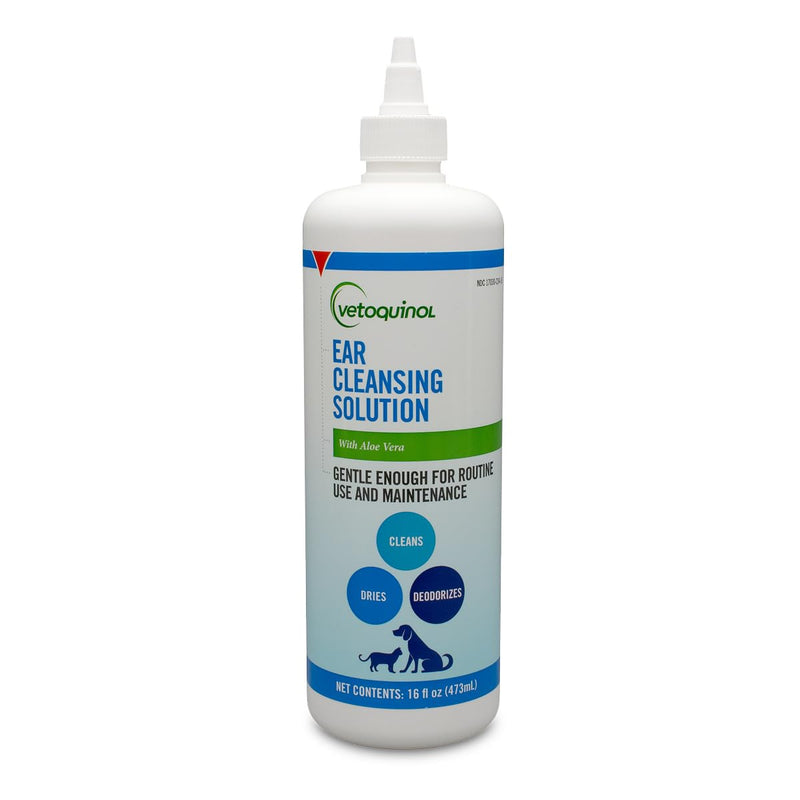 Vetoquinol Ear Cleansing Solution - Gentle Cleaner to Remove Dirt & Debris - Easy-to-Use Drops for Cats & Dogs - Support Clean and Fresh-Smelling Ears - Ideal for Routine Pet Hygiene - 16 Ounces
