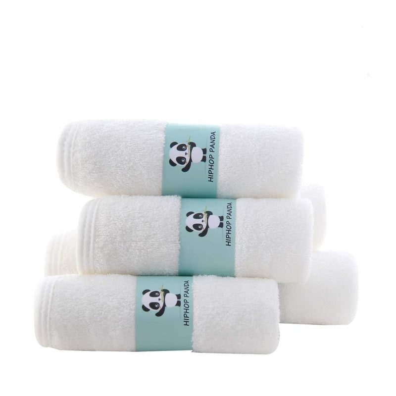 HIPHOP PANDA Baby Washcloths, Rayon Made from Bamboo - 2 Layer Ultra Soft Absorbent Newborn Bath Face Towel - Reusable Baby Wipes for Delicate Skin - White, 6 Pack 10x10 Inch (Pack of 6) - BeesActive Australia