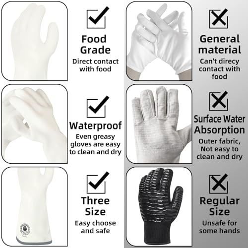 Silicone Oven Gloves, Heat Resistant Kitchen Oven Mitts, 1 Pair(8) White Standard 8/M