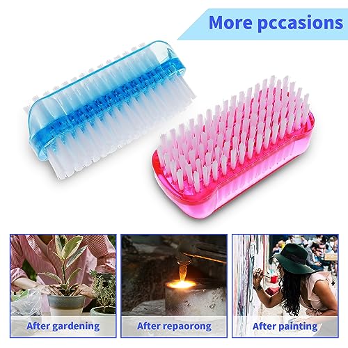 Amaxiu Nail Cleaning Brushes, Double Sided Nail Clean Up Brush with Nylon Stiff Bristles Fingernail Brush for Cleaning Cuticles Fingernails Toes Nail Hand Scrub Brush for Men Women, 2 Pcs(Red, Blue)