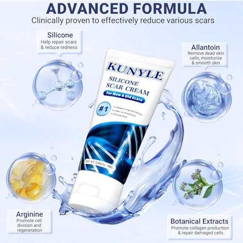 Scar Cream, Silicone Scar Gel, Advanced Scar Removal Cream for Surgical Scars, Stretch Marks Removal, Keloid Bump Removal, Old and New Scars 2.04 Oz (58g) Scar Cream 2.04 Ounce