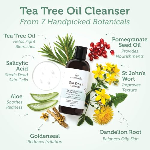 Era Organics Tea Tree Oil Face Wash - Salicylic Acid Cleanser for Oily Skin