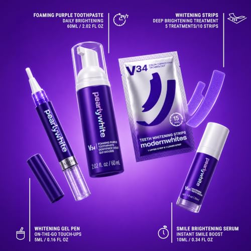 Pearly White V34 Routine Kit, Hydrogen Peroxide, Enamel-Safe