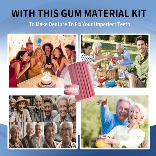 Kaimloyou Gum Material for DIY Denture-Advanced Formula for Making Partial of Full Top & Bottom Denture,Reusable,Reheated and Sufficient Material, Looks Natural,Good for Improving Confident Smile