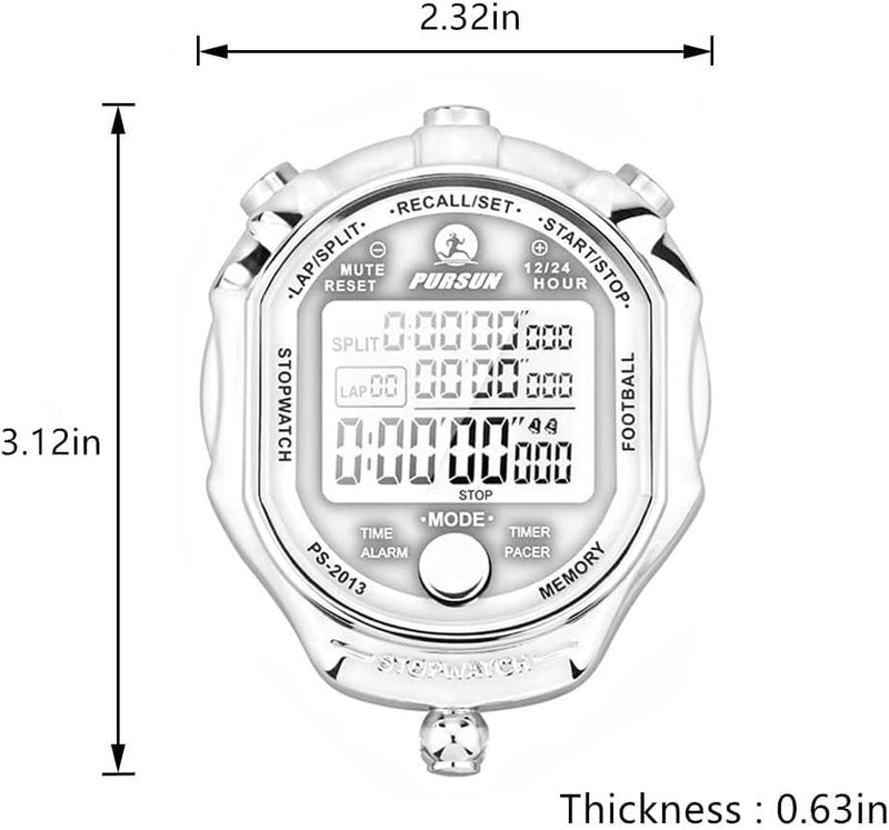 Stopwatch Timer, Digital Stop Watch with 0.01second & 0.001second Timing, Metal 10/100/400 Laps Memory, Rolilink Large dispaly Alarm Clock for Coach Sports Running Marathon 100 Lap-metal