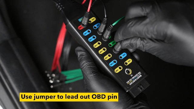 OBD2 Breakout Box, Automotive OBDII Protocol Detector Communication/Power/Ground Detection Breakout Box 16-Pin CAN 17.7 inches Cable Fault Diagnosis Scan Tool with Universal Wire Jumper and Clips OBD2 Breakout Box