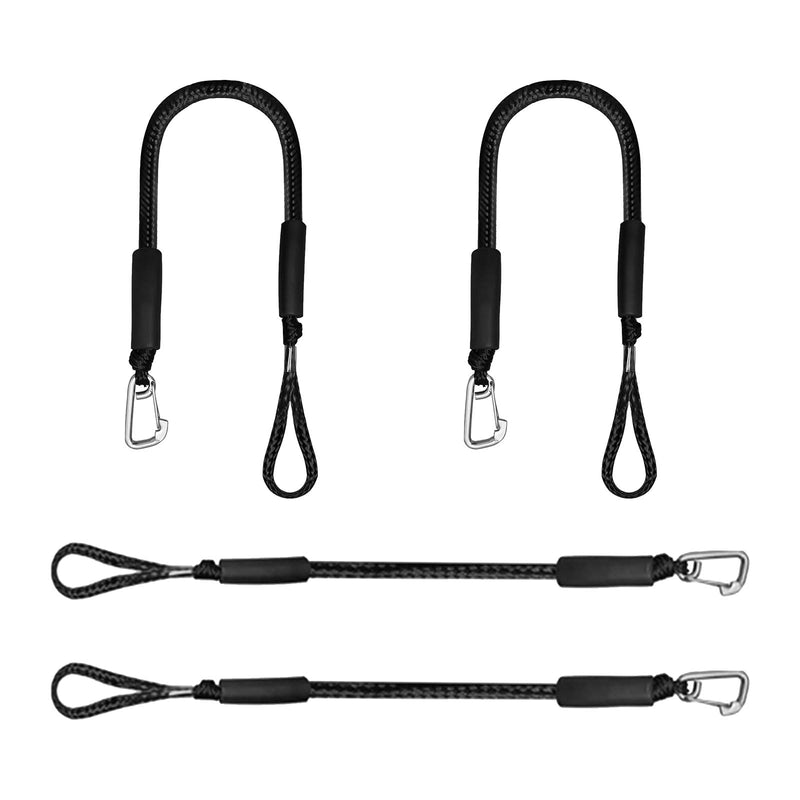 4pcs Bungee Dock Lines, 2FT Premium Bungee Boat Lines with 316 Stainless Clip for Pontoon, Canoe, Jet Ski, Sea-Doo, Kayak, Watercraft