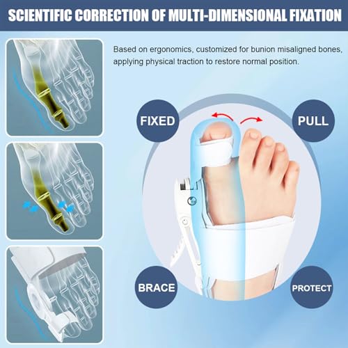 Bunion Corrector for Women & Men - Adjustable Nighttime Big Toe Straightener Bunions Splint with ABS Support for Hallux Valgus Relief Hammer Toe Brace Sleeping Home Use Left/Right Feet - 1PC Black 1