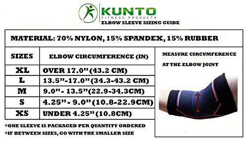 Kunto Fitness Elbow Brace Compression Support Sleeve (Shipped From USA) for Tendonitis, Tennis Elbow, Golf Elbow Treatment - Reduce Joint Pain During Any Activity! X-Small Green