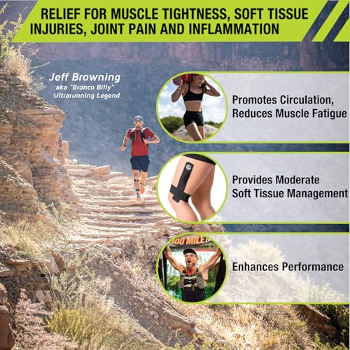 Pro-Tec Athletics Kinesiology Tape, Pre-Cut Strips for Muscle Tightness, Soft Tissue Support, Circulation, Reduced Fatigue Pink/Black