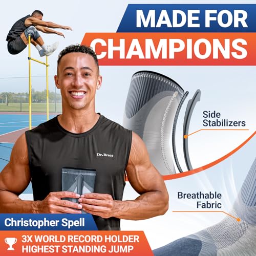 DR. BRACE ELITE Knee Brace with Size Stabilizer (2 Pack) Knee Brace for Women & Men, Workout, Sports, Daily Knee Compression Sleeve for Maximum Knee Pain Support & Fast Recovery (Uranus, Large)