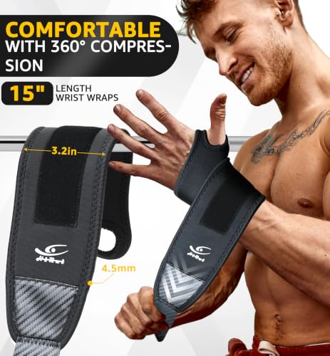 HiRui Wrist Brace 2 Pack - Pain Relief for Arthritis, Tendonitis, Carpal Tunnel | Durable Wrist Wraps Support for Weightlifting Powerlifting Bodybuilding CrossFit Tennis | One Size Adjustable (Black) Black