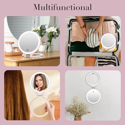Magnifying Mirror with Light Double Sided travel mirror with light Pink