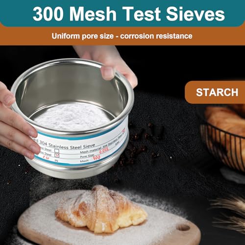 2.36" (6cm) Full 304 Stainless Steel Mini Lab Sieve, 300 Mesh(0.052mm) 300 Mesh(0.052mm)/Ф2.4in(6CM)