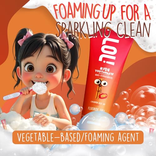 LOL Kids Toothpaste 3-Flavor Pack | Nano Hydroxyapatite Toothpaste, Probiotics, Vitamins A, C, E | Safe if Swallowed, No SLS | 1 Peppermint, 1 Strawberry & 1 Cinnamon