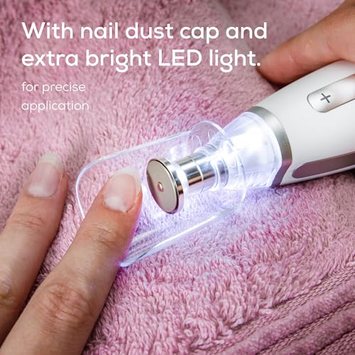 Beurer MP62 Professional Nail Drill Kit, Portable Electric File Machine with 10 Attachments & 10 Sanding Bands, Efile Dremel for Acrylic Gel Manicure and Pedicure, LED Light, with Storage Case White - 10 Attachments