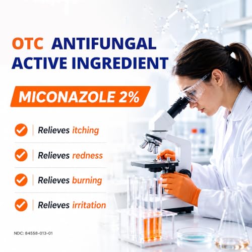 Antifungal Cream for Athletes Foot Jock Itch Ringworm Seborrheic Dermatitis Folliculitis Tinea Miconazole 2% Skin Fungus Relief Anti Fungal Athletes Foot Treatment for Humans 3.4 oz, 100g